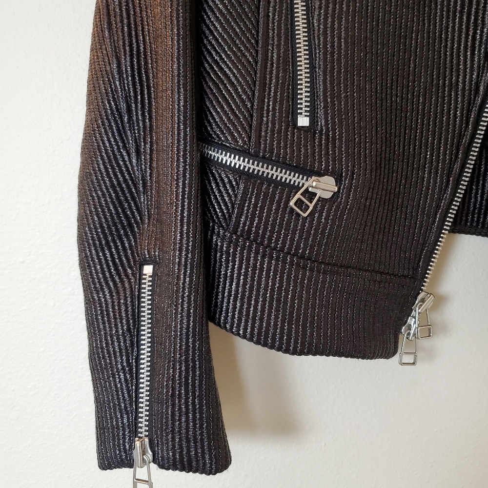 Veronica Beard Metallic Pinstripe Moto Jacket - Size 2 - Picture 15 of 16